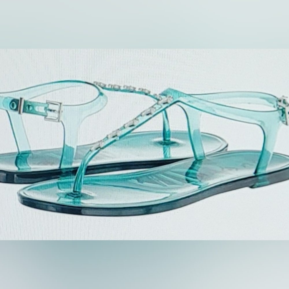 NIB KATY PERRY SEAHORSE MERMAID GEL SANDAL SIZE 11 OCEAN BLUE - Picture 5 of 11